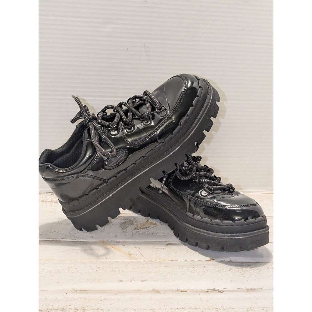 Skechers Jammers Cool Block Womens 7 Black Patent Chunky Platform Sneaker 167073